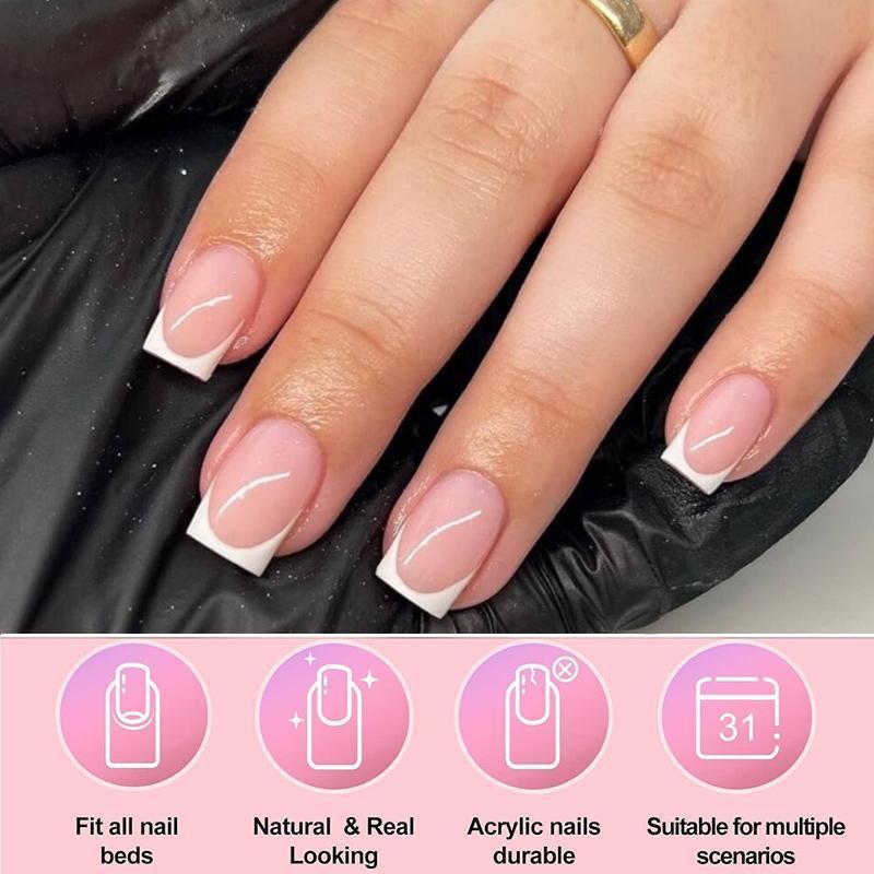 French Glossy False Press on Nails, 120pcs Short Square Fake Nails for Women, Artificial Ballerina Coffin Nail Tips, Full Cover Colorblock False Nail, Nail Art Diy French Glossy False Press on Nails, 120pcs Short Square Fake Nails for Women, Artificial Ballerina Coffin Nail Tips, Full Cover Colorblock False Nail, Nail Art Diy