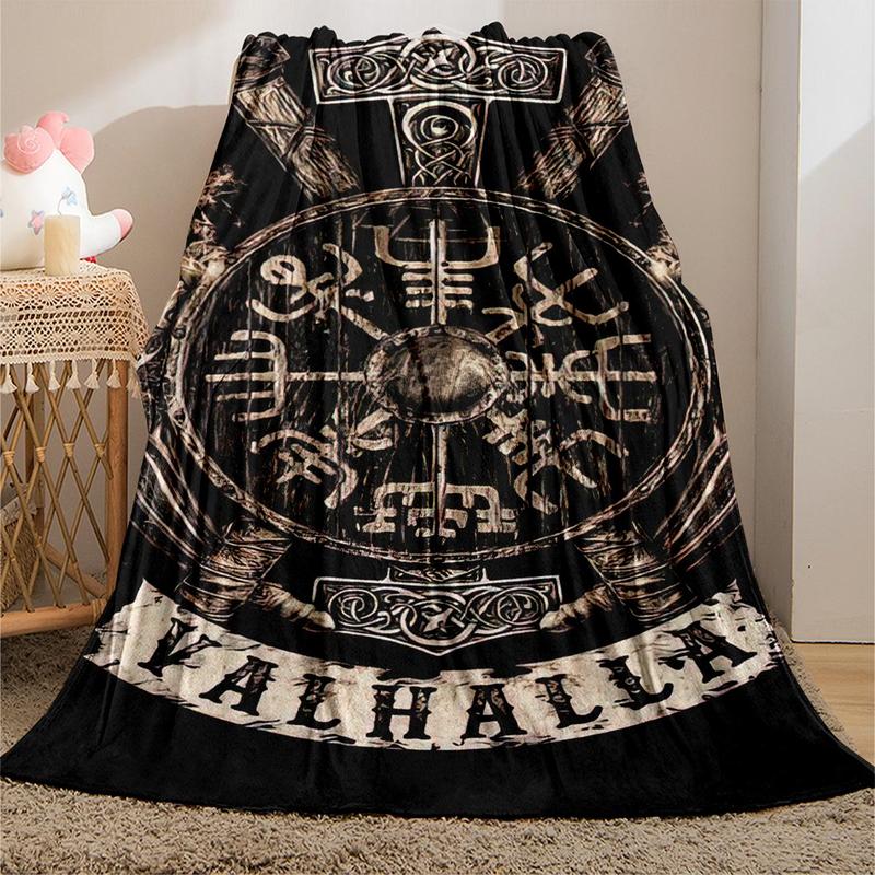 Viking Valhalla Pattern Blanket, Soft Warm Throw Blanket, Air-conditioned Room Blanket, Air Conditioning Blanket, Warm Nap Blanket for Home Office Travel Camping #TOP PICKS
