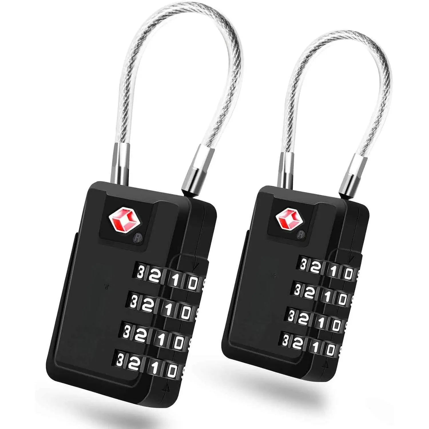 2 Pack TSA Approved Travel Luggage Locks 4-Digit, Metal  Suitcase Combination Lock, Alloy Keyless Zipper Padlocks, TSA Accepted Compatible Padlock for Gym Locker, Golf Bag Case, Anti -Black
