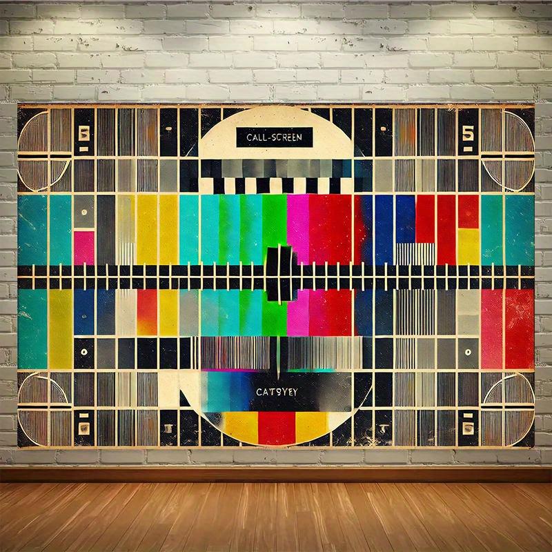 1pc Nostalgic TV test image Backdrop wall hanging fabric, 7x5ft, 5x3ft backdrop decor, Room, Photo Studio props - Multi-purpose Room banner decor for home decor, parties, studios, home & garden, outdoor celeb