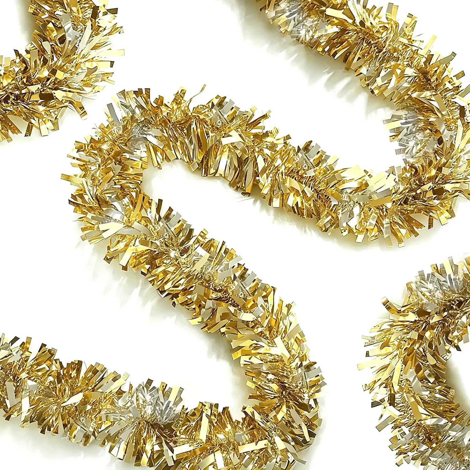 33Ft Christmas Tinsel Garland Xmas Tree Decorations Shiny Thick Metallic Twist Garlands Ceiling  Birthday Streamers for  Year Party Indoor Outdoor Decor Supplies-