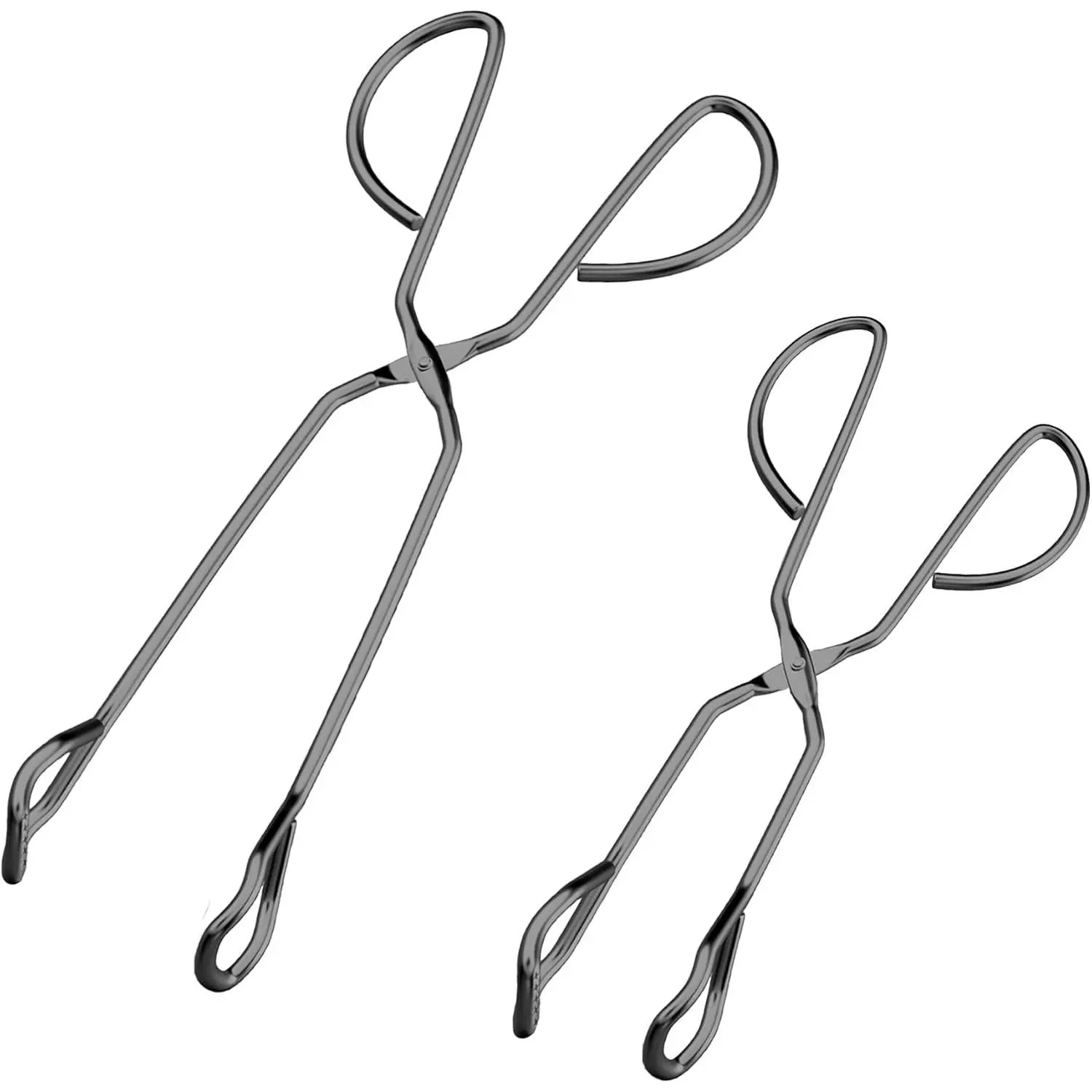 10" 13" Stainless Steel Kitchen Scissor Tongs, Set of 2 | Heavy Duty Non-Slip Comfortable Grip Metal Scissor Tongs for Cooking, Grilling & Serving