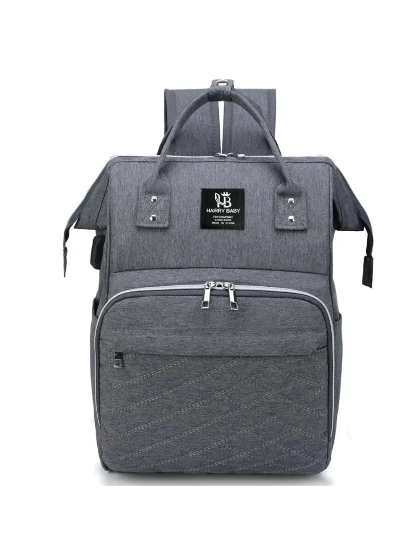 Diamond Quilted Multifunctional Diaper Backpack for Mom, Mommy Diaper Bag, Mummy Bag, Water Resistant Maternity Nappy Bag, USB Charging Port, 3 Insulated Bottle Holders, Stroller Hooks