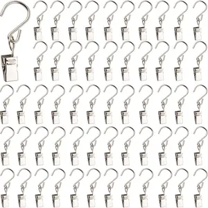50PCS Stainless Steel S Hooks Curtain Clips, Hanging Party Lights Clips, Hangers Gutter Photo Camping Tents, Art Craft Display, Garden Courtyards Decoration, 2.4 Inch Long Silverfidget toys