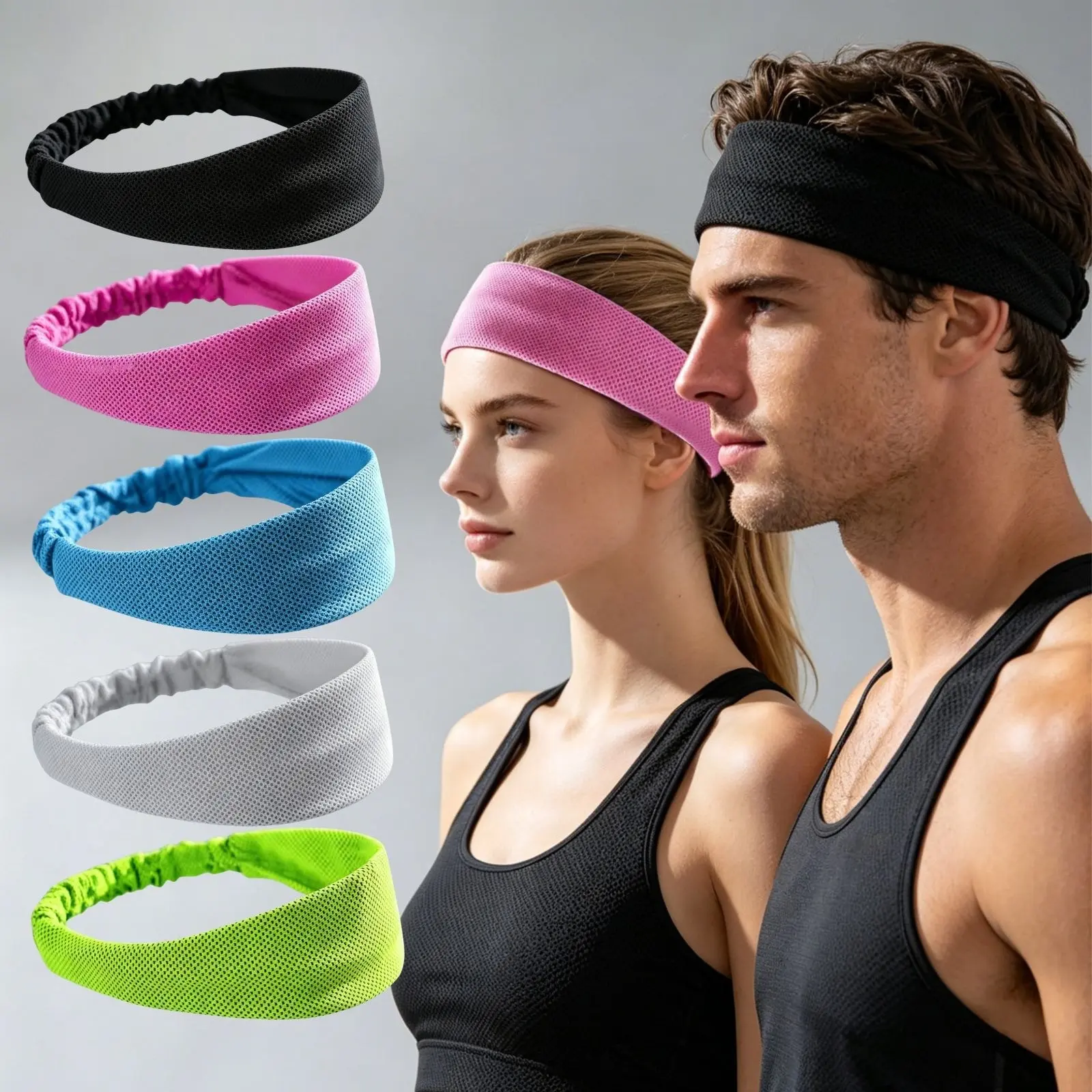 Cooling Sports Headbands with Ice Fiber Technology, Breathable Quick-Dry Elastic, Running Headbands, Workout Headbands, Suitable for Running, Cycling, Gym, Yoga, Unisex Headbands