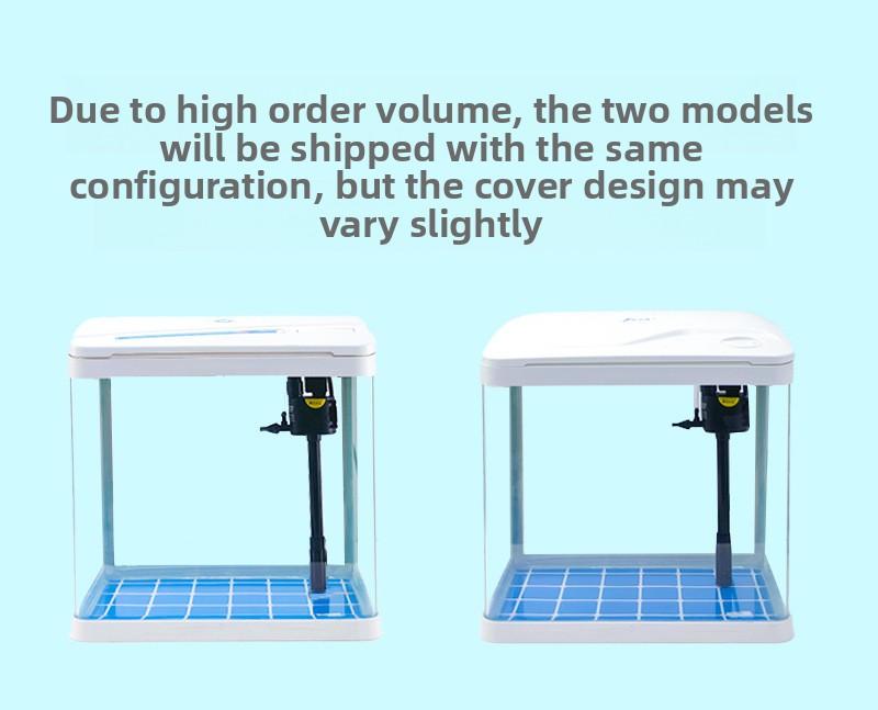 Hot Bending Ultra Clear Glass Fish Tank Self-Circulating Eco Aquarium Small Desktop For Living Room Home Decor Smart with LED Light and Filter Deshedding Brush Pets Dragon Stone Decoration