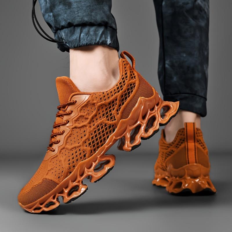 [Vibrant Sneakers] Lightweight Breathable Men's Knitted Sneakers|     Vibrant Orange Casual Shoes for Jogging, Tennis, Gym & Spring Summer - Secure Laceup Closure, Comfortable Fabric Upper, Durable Construction