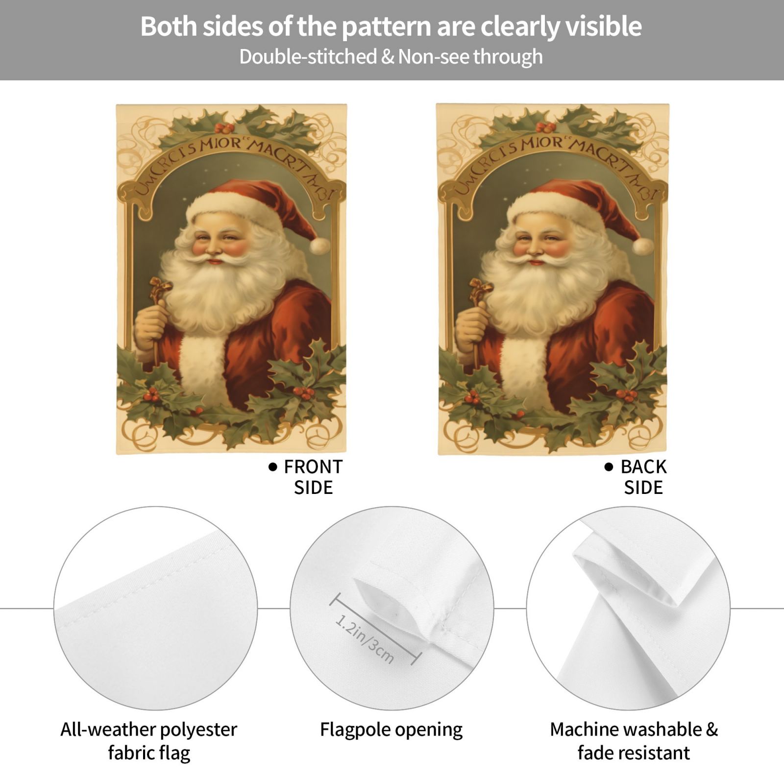 Christmas Garden Flag, 1 Count Double Sided Santa Claus Pattern Garden Flag, Christmas  Flag for Outdoor Yard  Garden Patio  Lawn Decoration