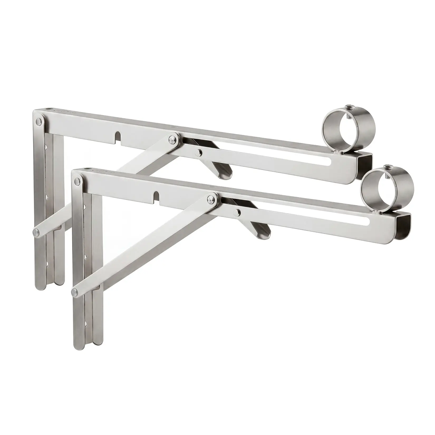 Stainless Steel Folding Clothes Rod Brackets Heavy Duty Triangle Collapsible Wall Mount for Laundry Room Bathroom Balcony Space Saving 1 Pair