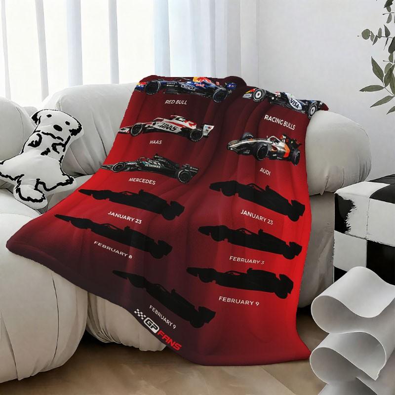 2026 Season F1 Paint Reveal Flannel Blanket, Racing Silhouette Design, Ultra-Soft Plush Throw for F1 Fans & Game Room Decor, Perfect Gift