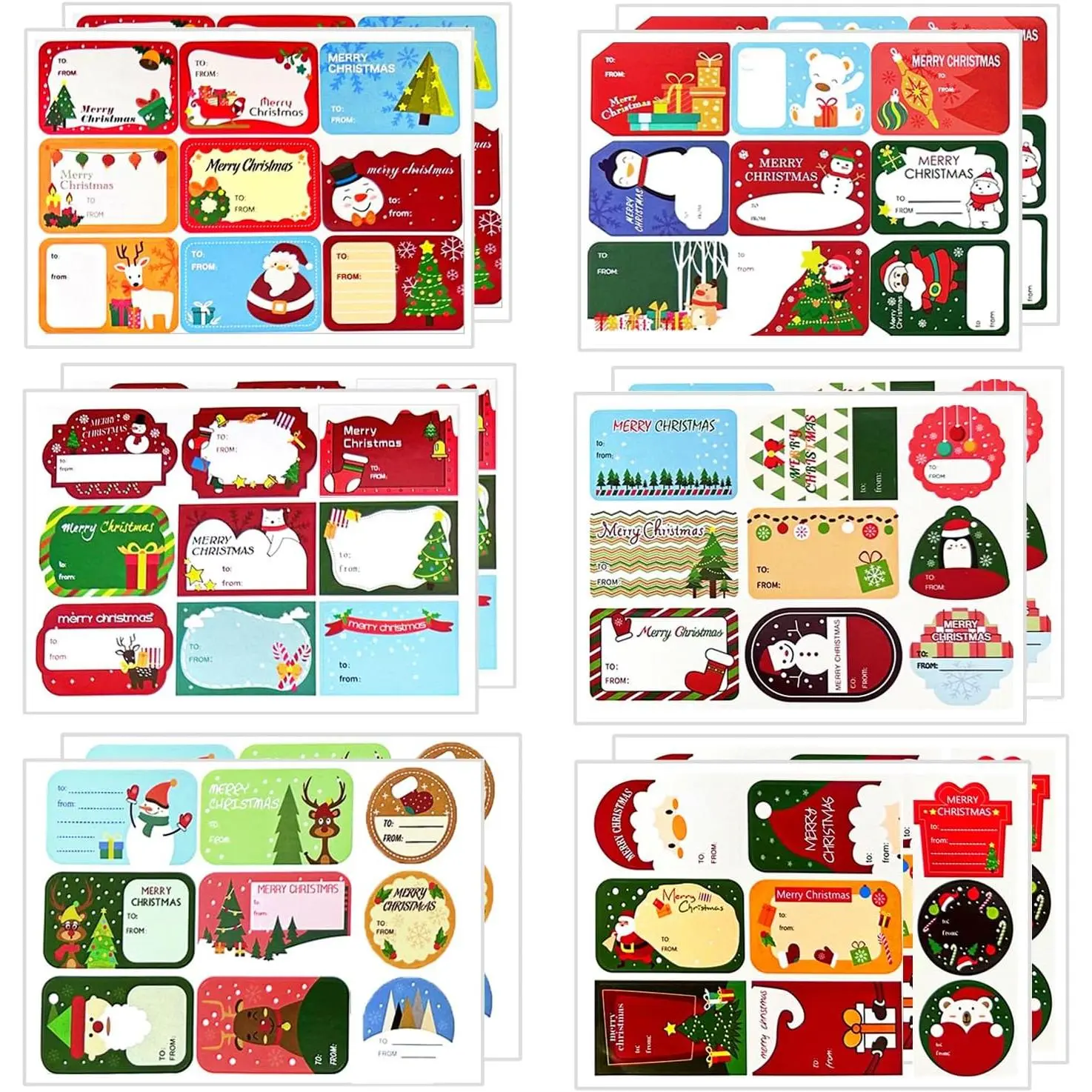 Christmas Stickers Labels,108Pcs Christmas Tags Xmas Name  Labels | Xmas  Tag Stickers Christmas Self-Adhesive Stickers for Present