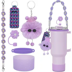 Compatible with Stanley Cup Tumbler Water Bottle Handle Sling Strap for Carrying (purple), 6PCS Use for Stanley Cup Tumbler Accessories 40oz 30oz