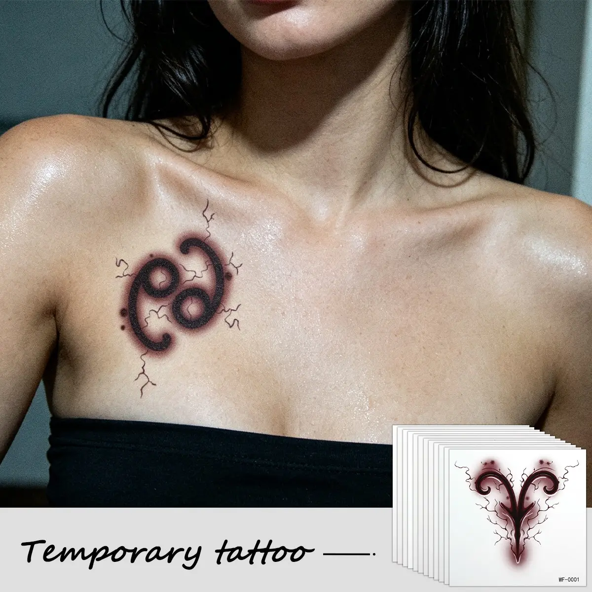12 Pieces Zodiac Symbol Temporary Tattoo Stickers, Suitable for Clavicle Chest Y2K Parties, Modern Style, Water Transfer Printing