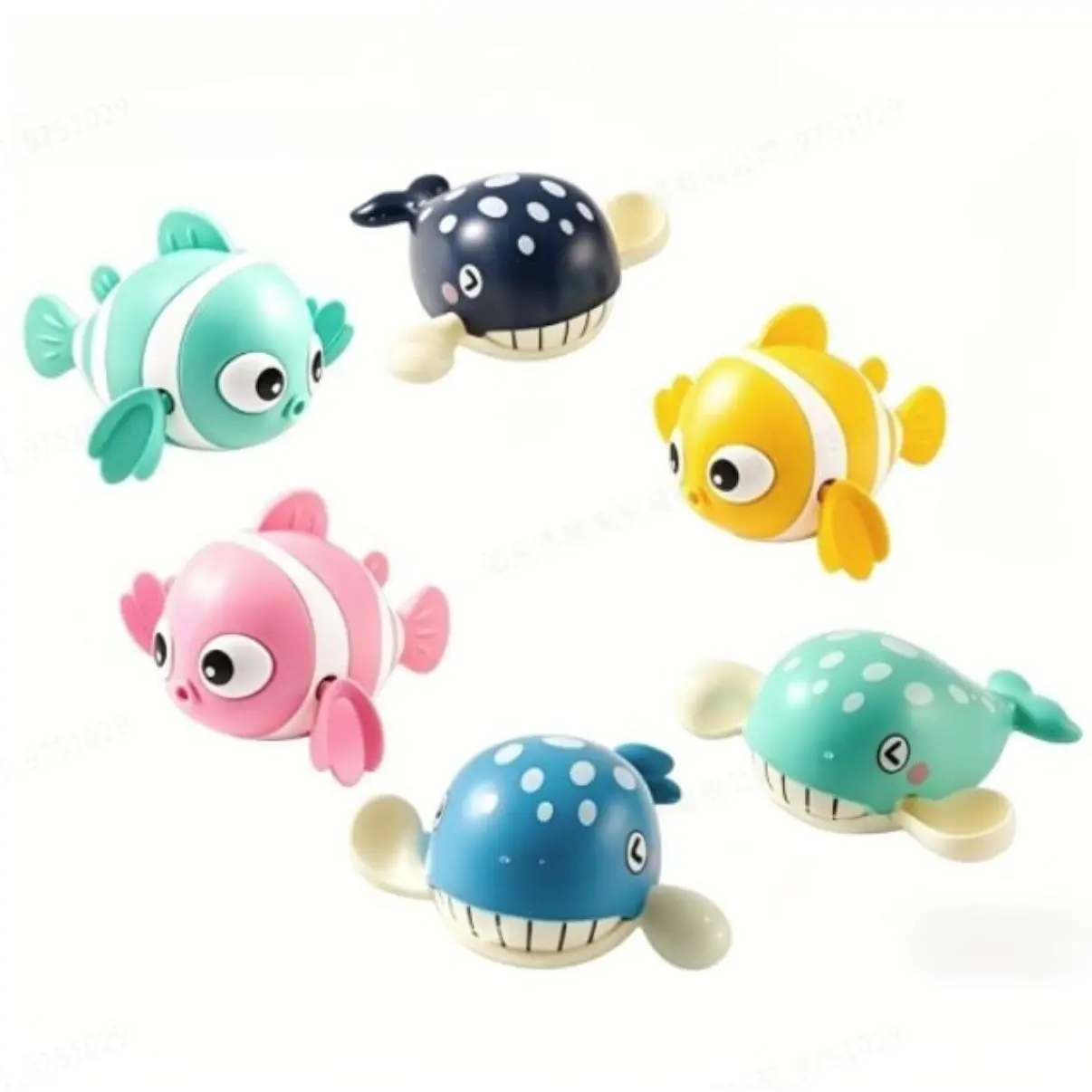 Wind-Up Clownfish Bath Toys, Swimming Sea Animal Floating Water Play Toys, Summer Pool & Bathtub Sensory Toy for Toddlers 1-3, No Battery Kids Bathroom Play Gift