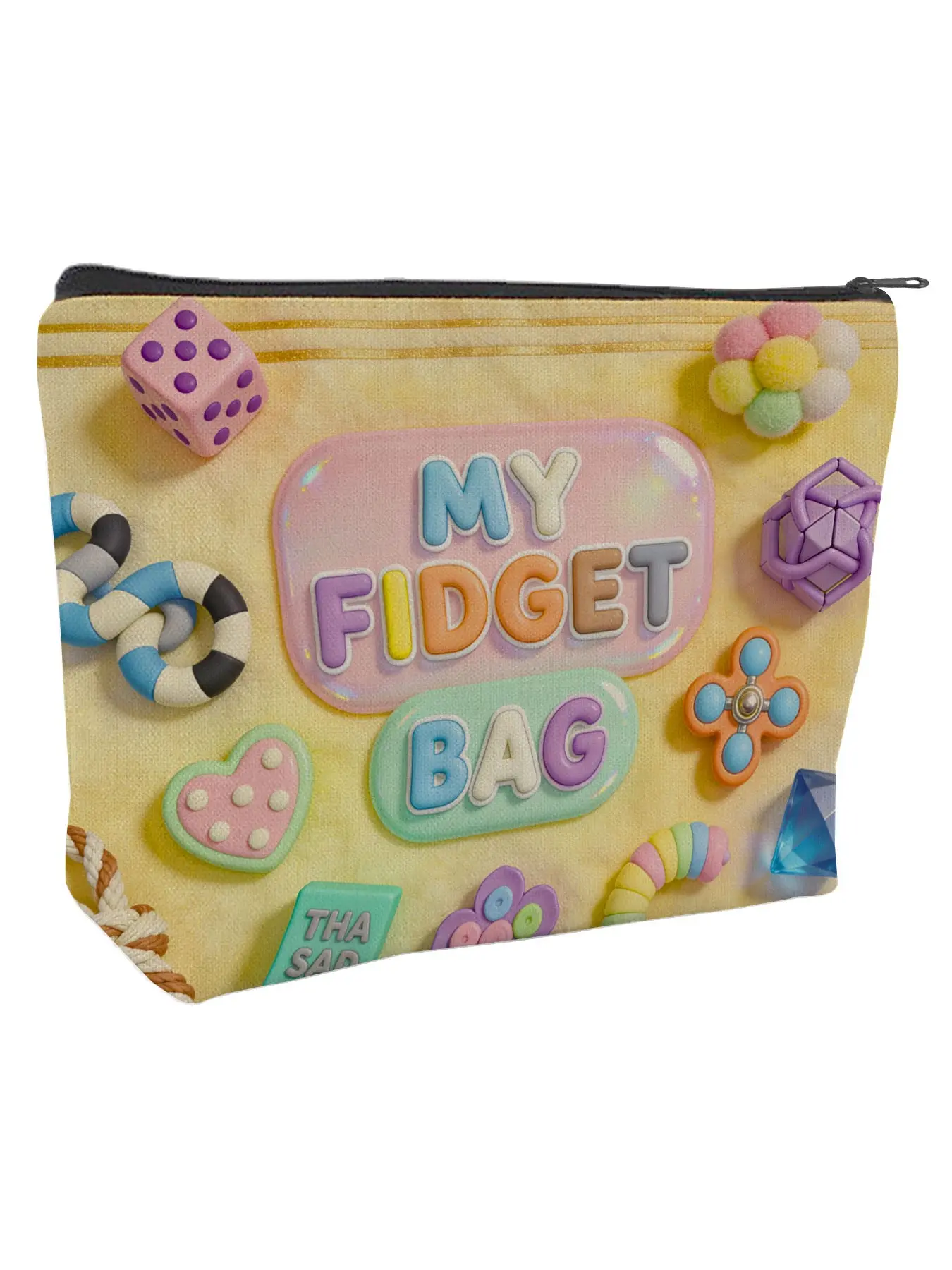 Cute 3D Print Fidget Bag, Large Capacity Makeup Pouch, Multifunctional Travel Toiletry Organizer, Ideal Gift for All Occasions