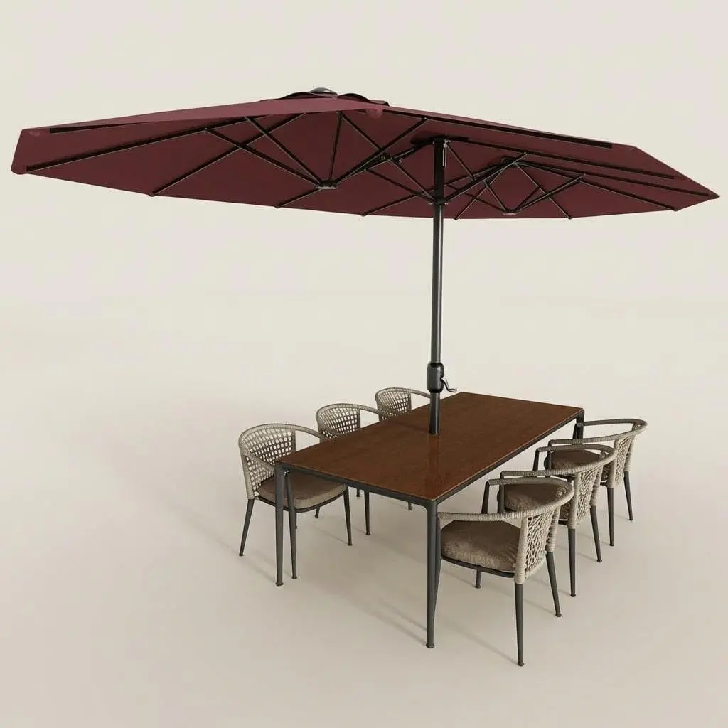 Garvee 13ft Commercial Patio Umbrella with Double Canopy Extra Large Outdoor Market Umbrella Sun Shade for Restaurant, Poolside and Backyard Use, Without Base Weight