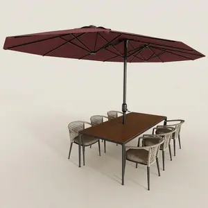 Garvee 13ft Commercial Patio Umbrella with Double Canopy Extra Large Outdoor Market Umbrella Sun Shade for Restaurant, Poolside and Backyard Use, Without Base Weight