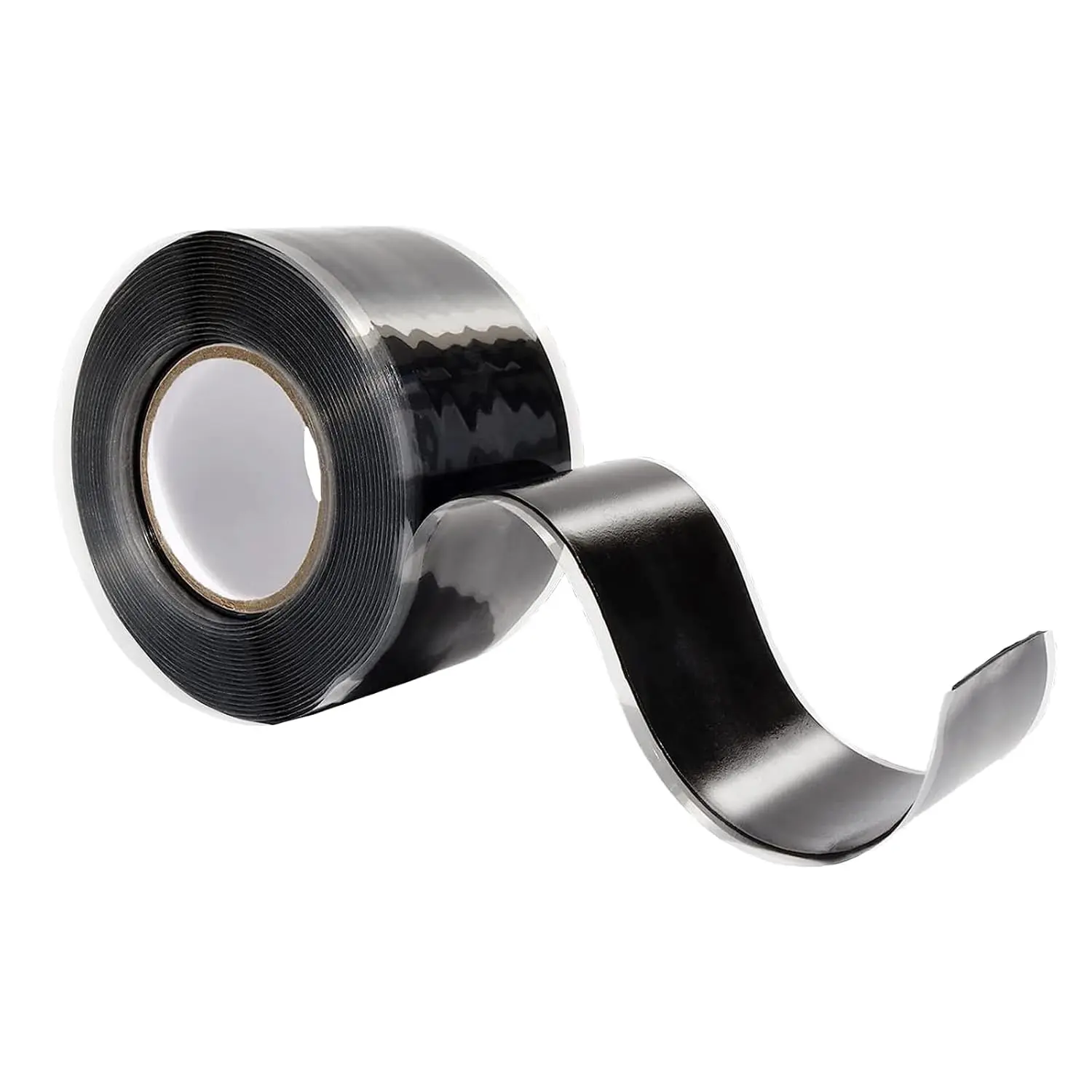 Self-Fusing Silicone Grip Tape, No-Adhesive Wrap with a Secure Hold for Bike Handlebars, Fishing Poles & Pull-Up Bars - Black, 5 ft Roll