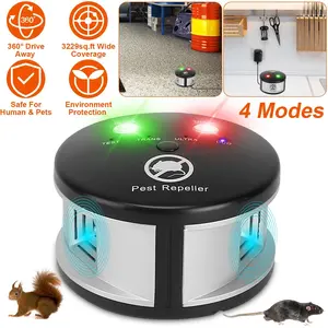 360° Ultrasonic Pest Repeller Electronic Plug-in Pest Control Mouse Chaser Blocker Repellent Deterrent with Pressure Wave & Ultrasonic Sound for Indoor Use