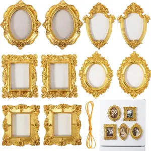 10 PCS Magnetic Picture Frames for Refrigerator, Mini Frames for Crafts Small Antique Picture Frame Vintage Style Photo Frame DIY Refrigerator Magnets for Home Decor