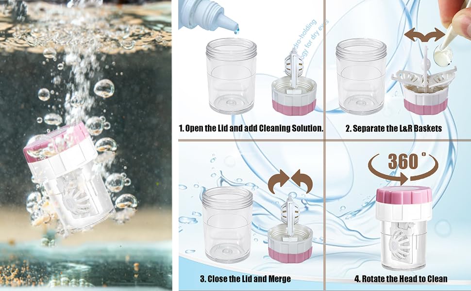 Contact Lens Case Kit with Cleaner Washer, Contact Lenses Applicator Removal Tool Kit with Mirror Solution Bottle for Daily and Outdoor Use(Pink) Contact Lens Case Kit with Cleaner Washer, Contact Lenses Applicator Removal Tool Kit with Mirror Solution Bottle for Daily and Outdoor Use(Pink)