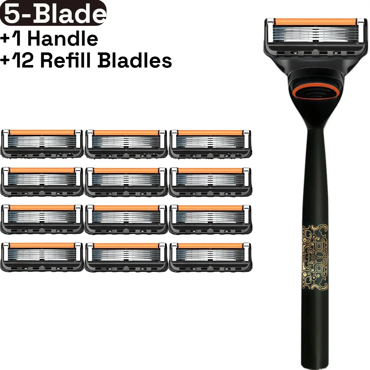 Men's shaving kit, razor set, 1 handle and refill blades, safety razor, 5 blade razor for men, men grooming razor, sensitive skin razor men, reusable shaving razor set .
