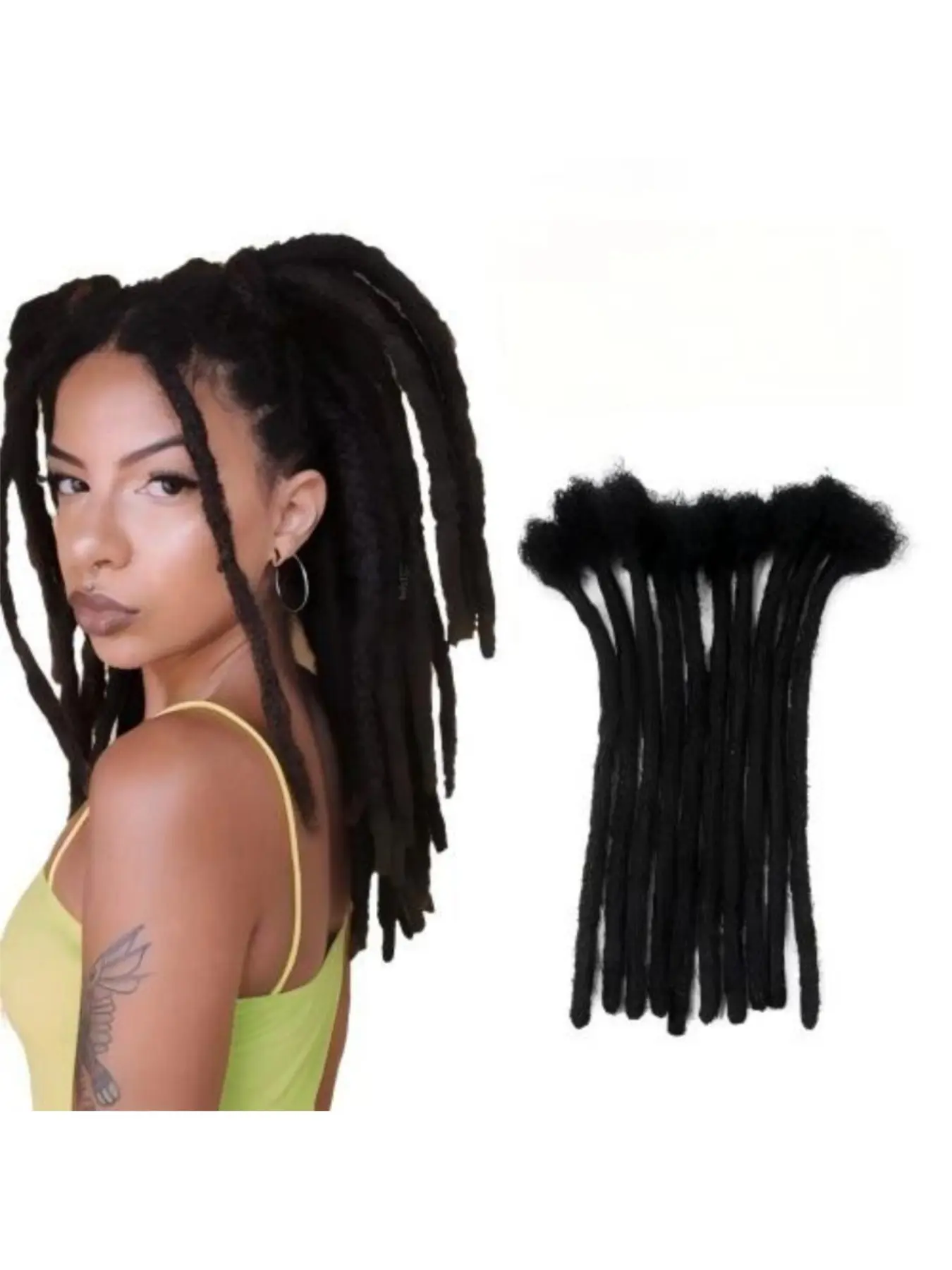 Real Human Hair Loc Extensions for Black Women Men Kids Natural Black Handmade Dreadlock Hair Hairpieces 4–16 Inch Soft Natural Locs 10–90 Strands Can Be Dyed