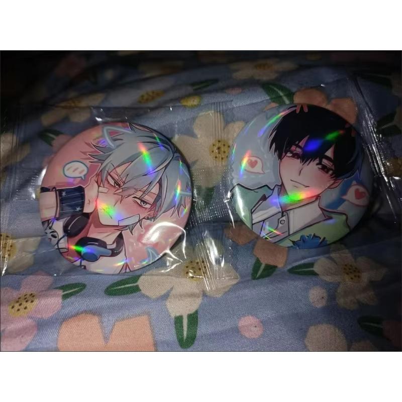 2Pcs Anime Button Brooch Pins Shy Couple Alien Stage Ivan Till Cartoon Badge for Backpack Jewelry Accessories Handmade Gifts