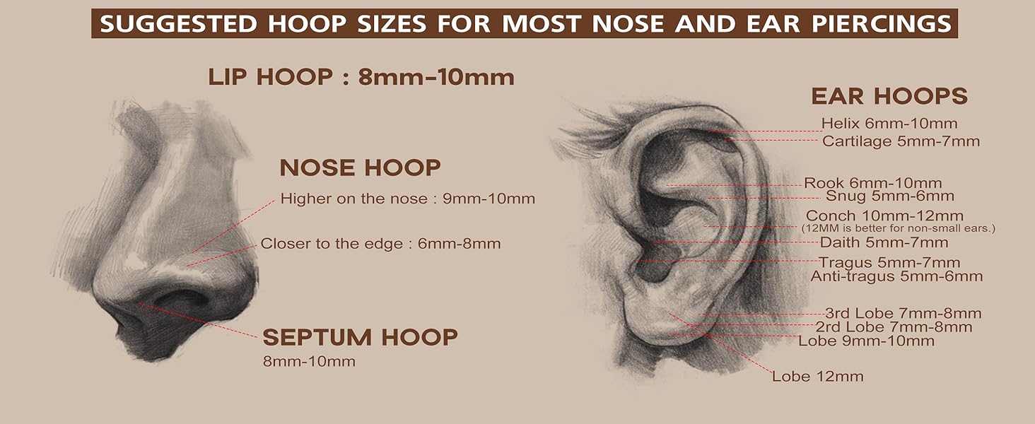 MILACOLATO 5count G23 Titanium Nose Rings Hoops 20G 18G 16G Clicker Body Piercing Rings for Septum Cartilage Daith Rook Lip Tragus Helix Conch Ear Lobe Earrings Hypoallergenic Nose Piercing Jewelry Women Men 6/7/8/9/10mm MILACOLATO 5count G23 Titanium Nose Rings Hoops 20G 18G 16G Clicker Body Piercing Rings for Septum Cartilage Daith Rook Lip Tragus Helix Conch Ear Lobe Earrings Hypoallergenic Nose Piercing Jewelry Women Men 6/7/8/9/10mm