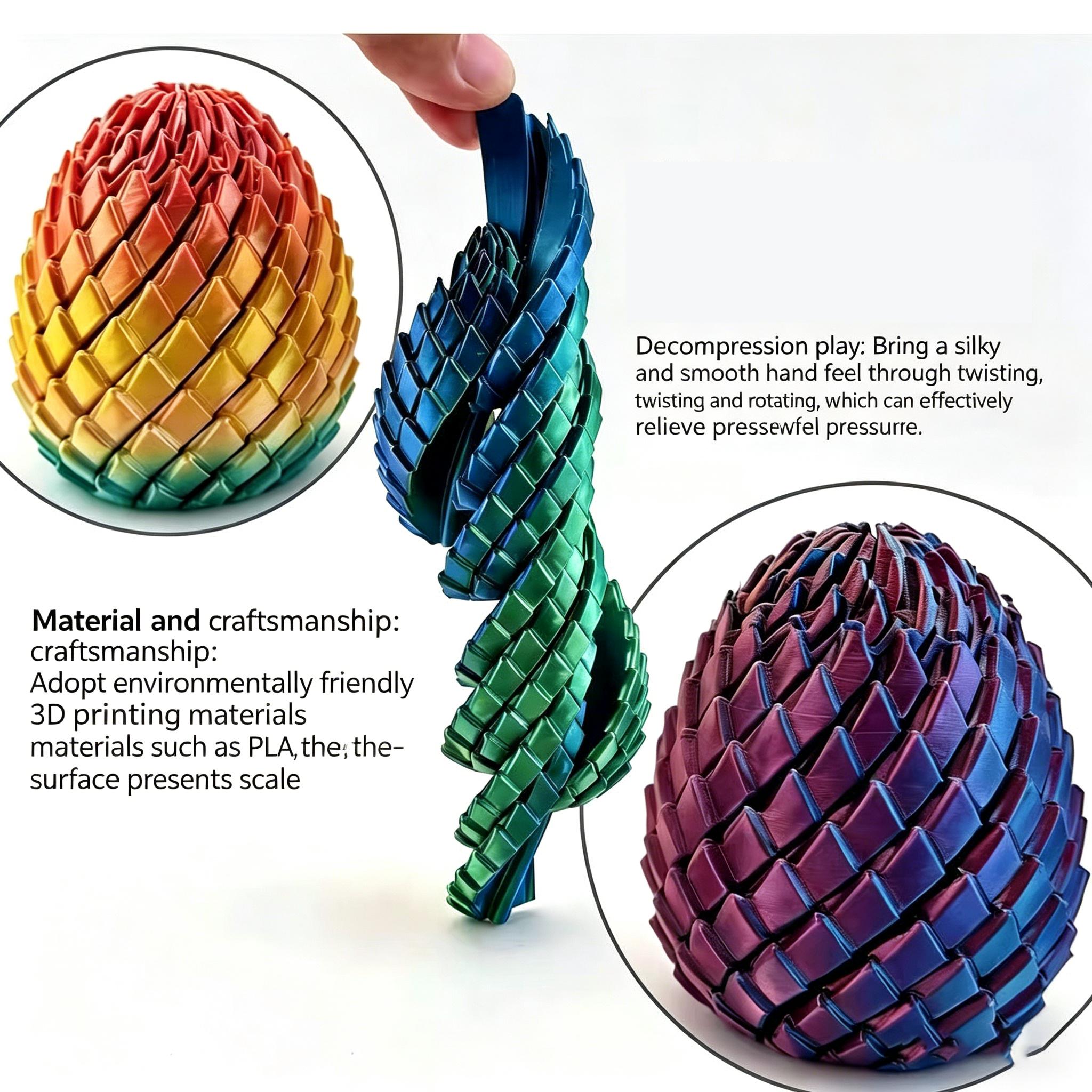 3D Printed Dragon Egg Stress Relief Toy, Transformable Twist Egg, Creative Stress-Relief Gadget, Children's Toy