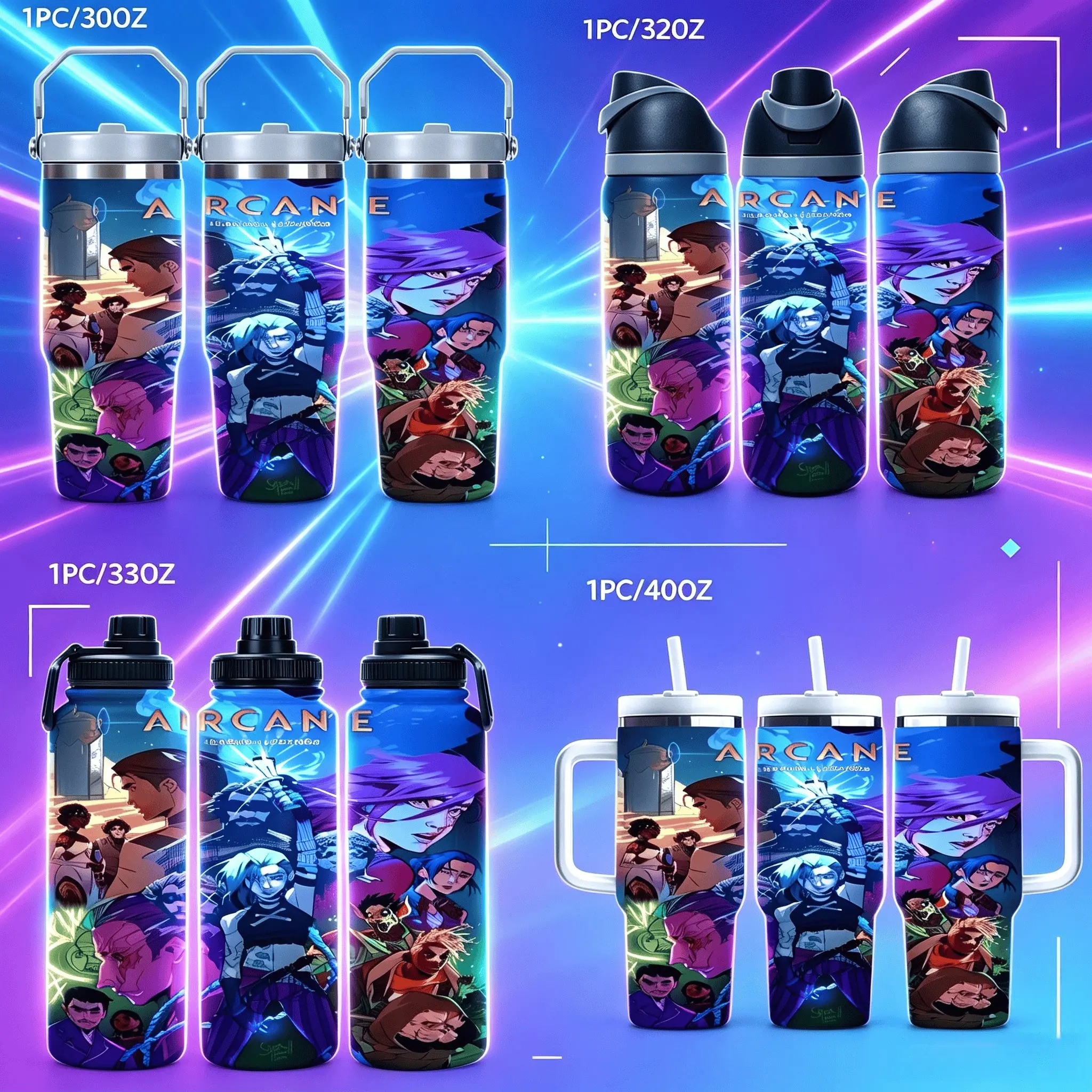 1pc Arcane League Insulated Cup, Travel Tumbler, Leakproof Insulated Tumbler, 30oz/32oz/33oz/40oz Stainless Steel, Leak-Proof, Vacuum Insulation, Durable, Ideal for Camping, Fitness, Gaming Fans