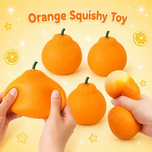 Pipberry Realistic Cute Orange Squeeze Toy for Stress Relief| Fake Fruit Mandarin Fidget Toy, Bright Color Dekopon Shape Sensory Toy, Fun Desktop Gift for Kids & Adults