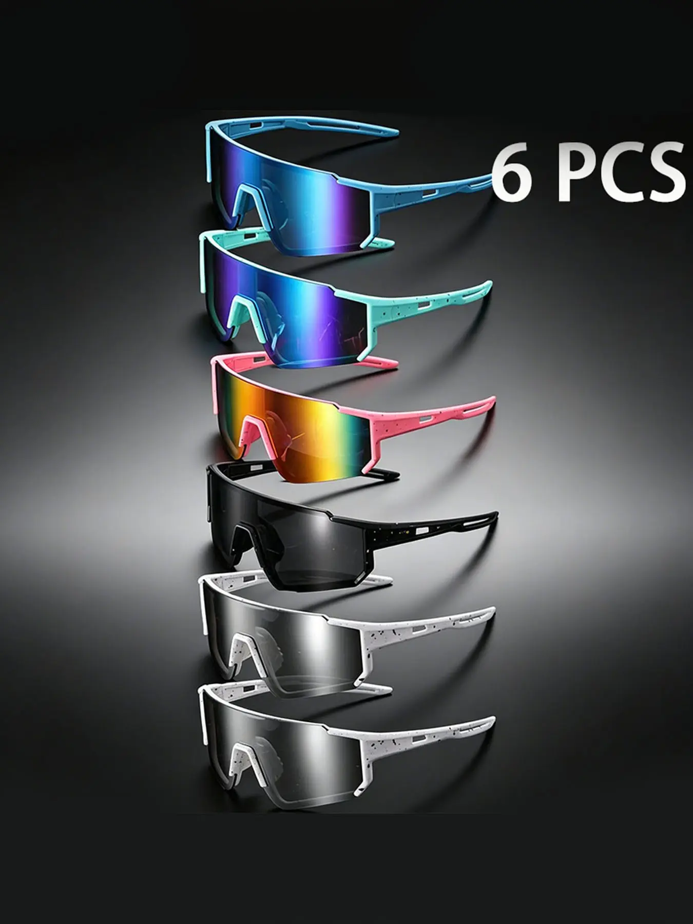 6 Pairs Unisex Cycling Sunglasses, Anti-Slip Nose Bridge, Windproof, Lightweight Scratch-Resistant Lenses, Outdoor Sports Shades