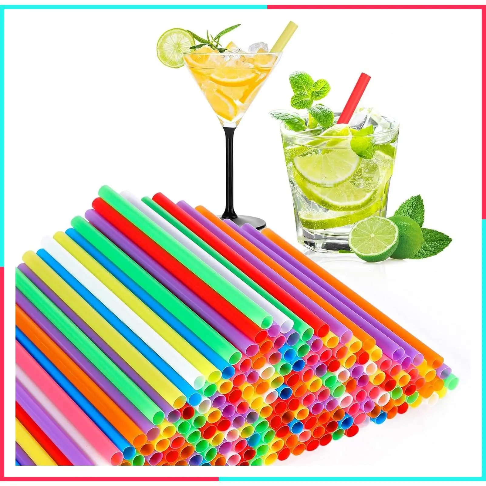 500 Pcs 5 Inch Colorful Plastic Drinking Straws - 0.24" Diameter Disposable Short Straws for Coffee, Cocktail, Bar, Club, Kitchen