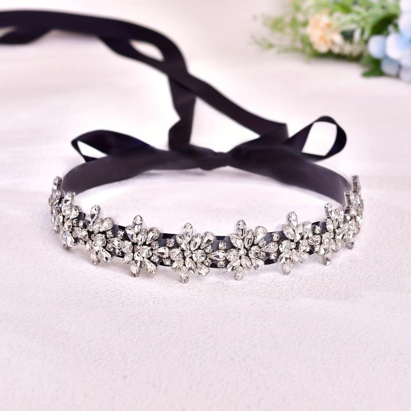 Elegant Silvery Rhinestone Bridal Belt - Adjustable, Sparkling Waist Accessory for Evening Gowns & Weddings  Bling Ceremony Party Decoration