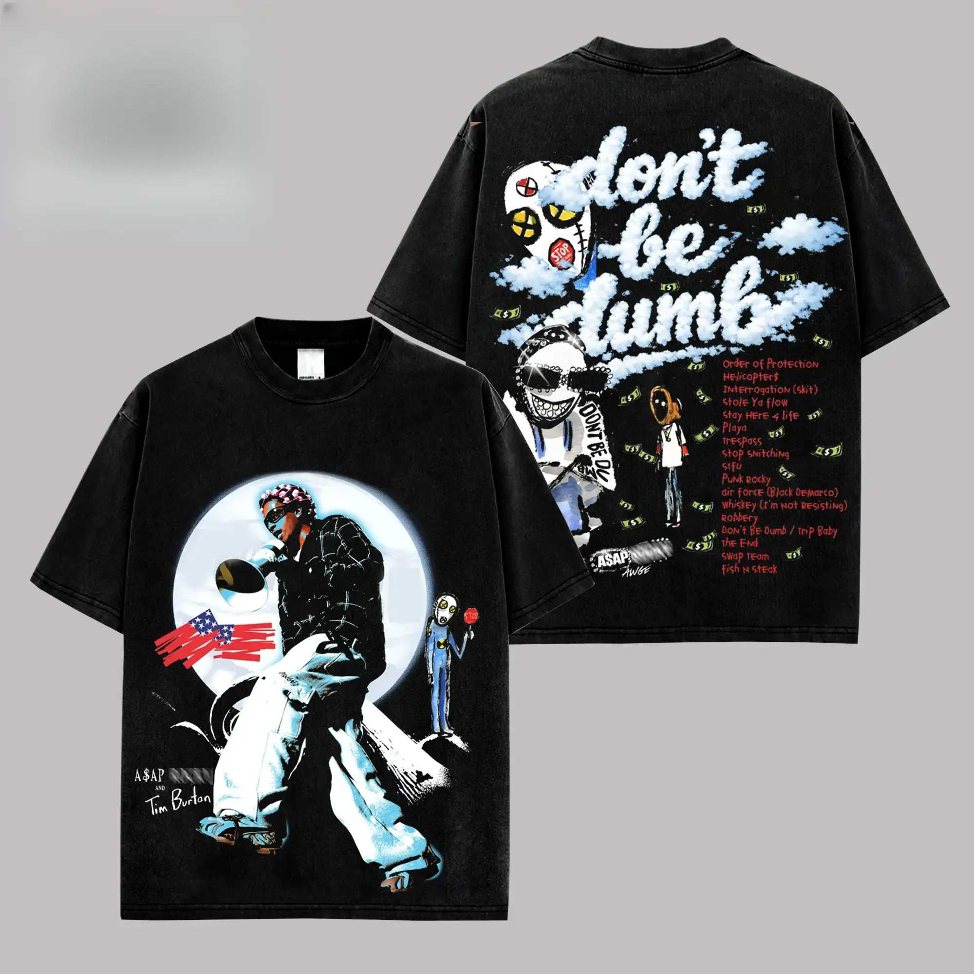 Rocky - Don't Be Dumb Graphic For Asap Fans High-quality Cotton T-Shirt, Rakim Mayers Fan Shirt Hip-Hop Shirt, Don't Be Dumb Tour Merch, Gift For Flacko Rap Fan Graphic Tee