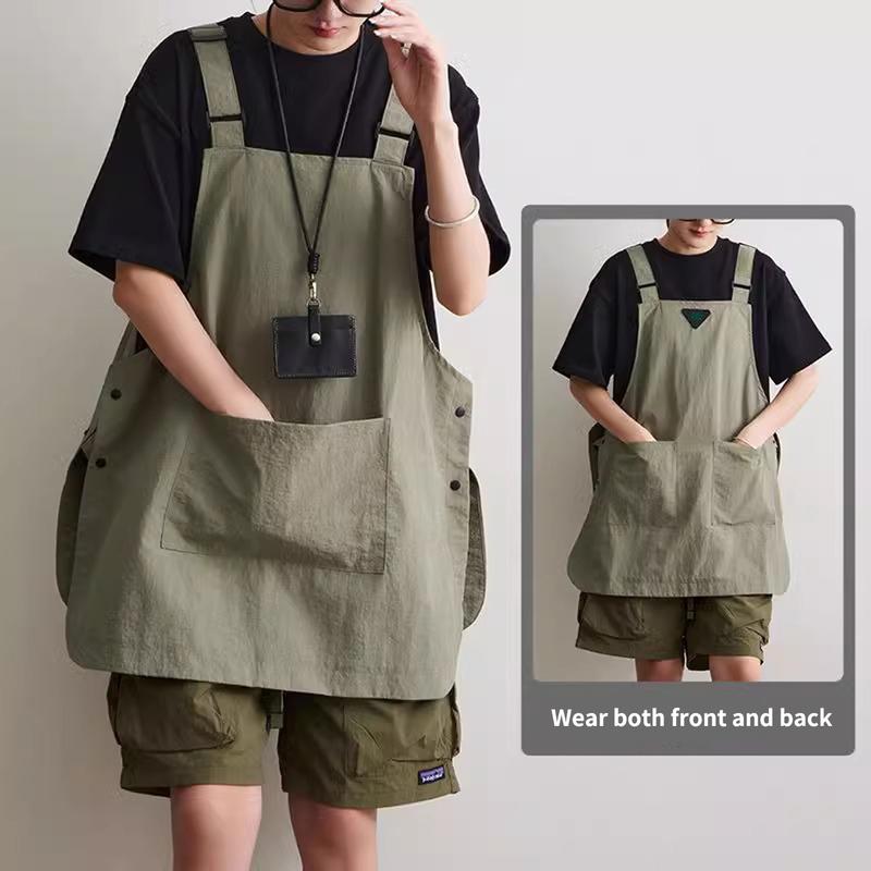 Japanese Waterproof Apron, Unisex Kitchen & Coffee Shop Workwear, Dual-Sided Design, Pockets for Storage, Back-To-School Season Essential