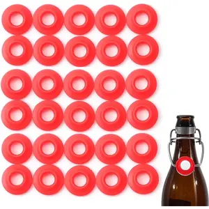 30PCS Silicone Gasket for EZ Cap Red Washers Swing Flip Top Bottle Cap Gasket Home Brew Beer Soda Bottle Seal Swing Top Bottle Gasket -30 Bottle Gaskets