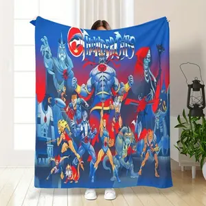 1pc "Crown of the Jungle" Cartoon Character Print HD Flannel Throw Blanket Cozy Warmth for Bedroom, Office, or Camping - Contemporary Style, Perfect Birthday Christmas Father’s Day Holiday Gift for Retro Cartoon Fans Man Cave Game Room Decor