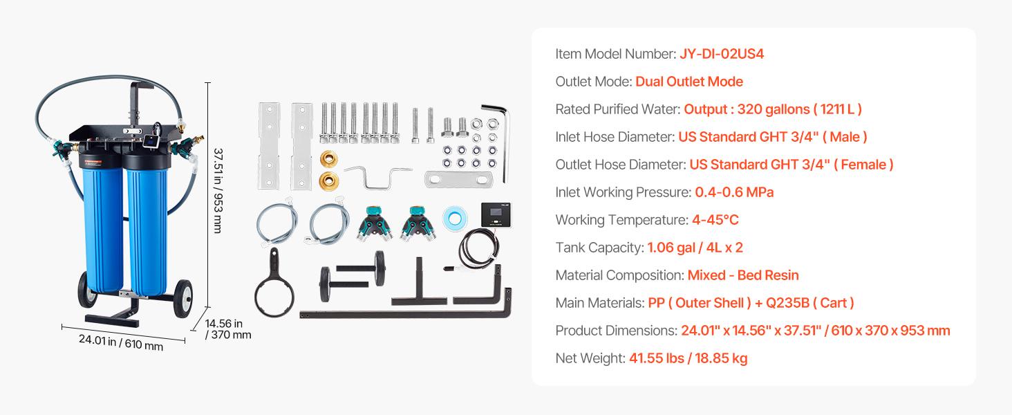 TikTokShopBlackFridayVEVOR Deionized Water System for Car Wash, Premium Water Deionizer for Car Washing with Integrated TDS Meter, Spotless Water Spot Remover Filter with Dual Outlet Mode, Fit for Cars/RVs/Motorcycles TikTokShopBlackFridayVEVOR Deionized Water System for Car Wash, Premium Water Deionizer for Car Washing with Integrated TDS Meter, Spotless Water Spot Remover Filter with Dual Outlet Mode, Fit for Cars/RVs/Motorcycles