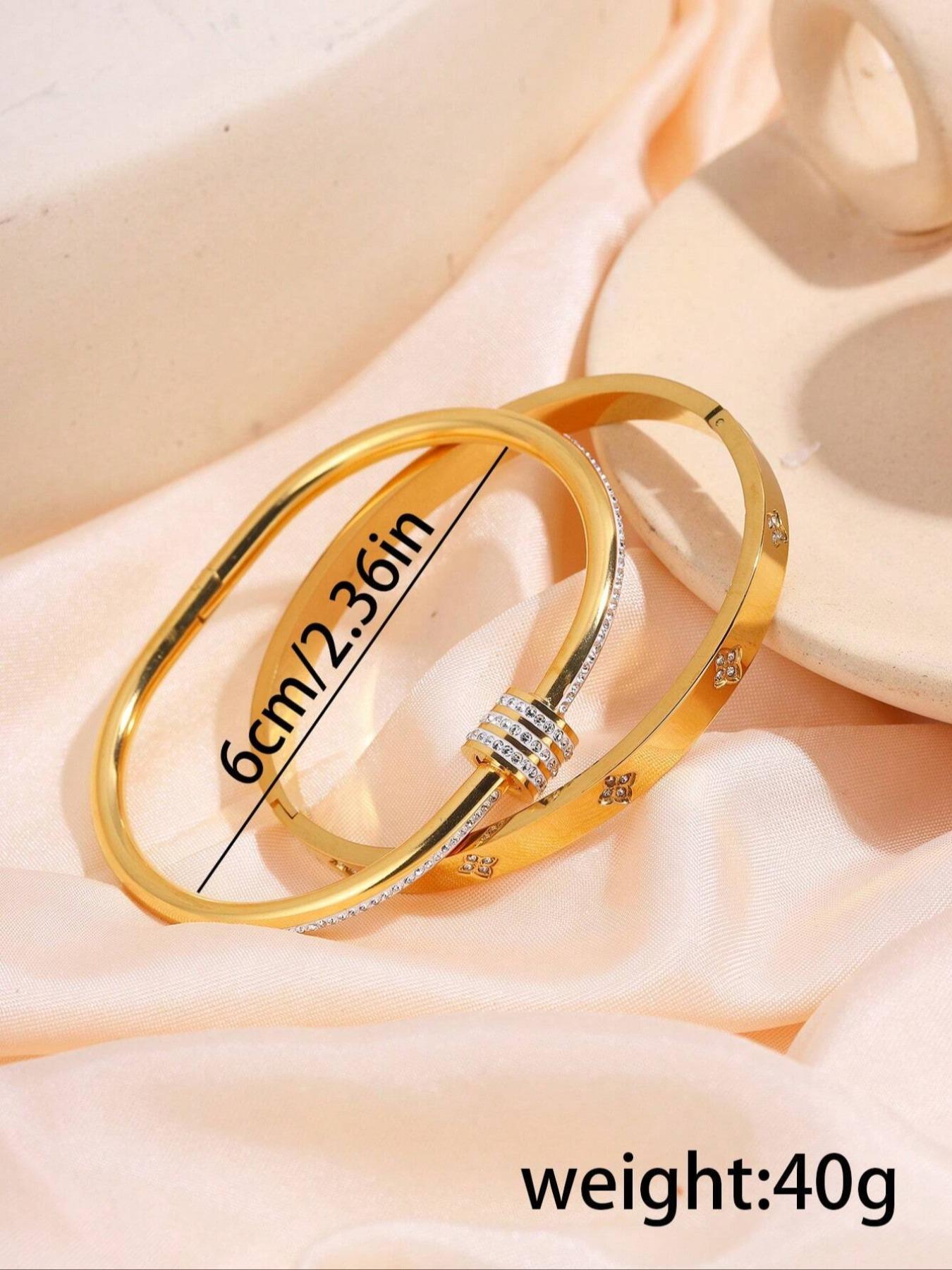 Elegant Rhinestone Decorated Bangle Bracelet, Fashion Jewelry for Party, Daily Clothing Decor, Trendy All-match & Exquisite Jewelry for Birthday Gift