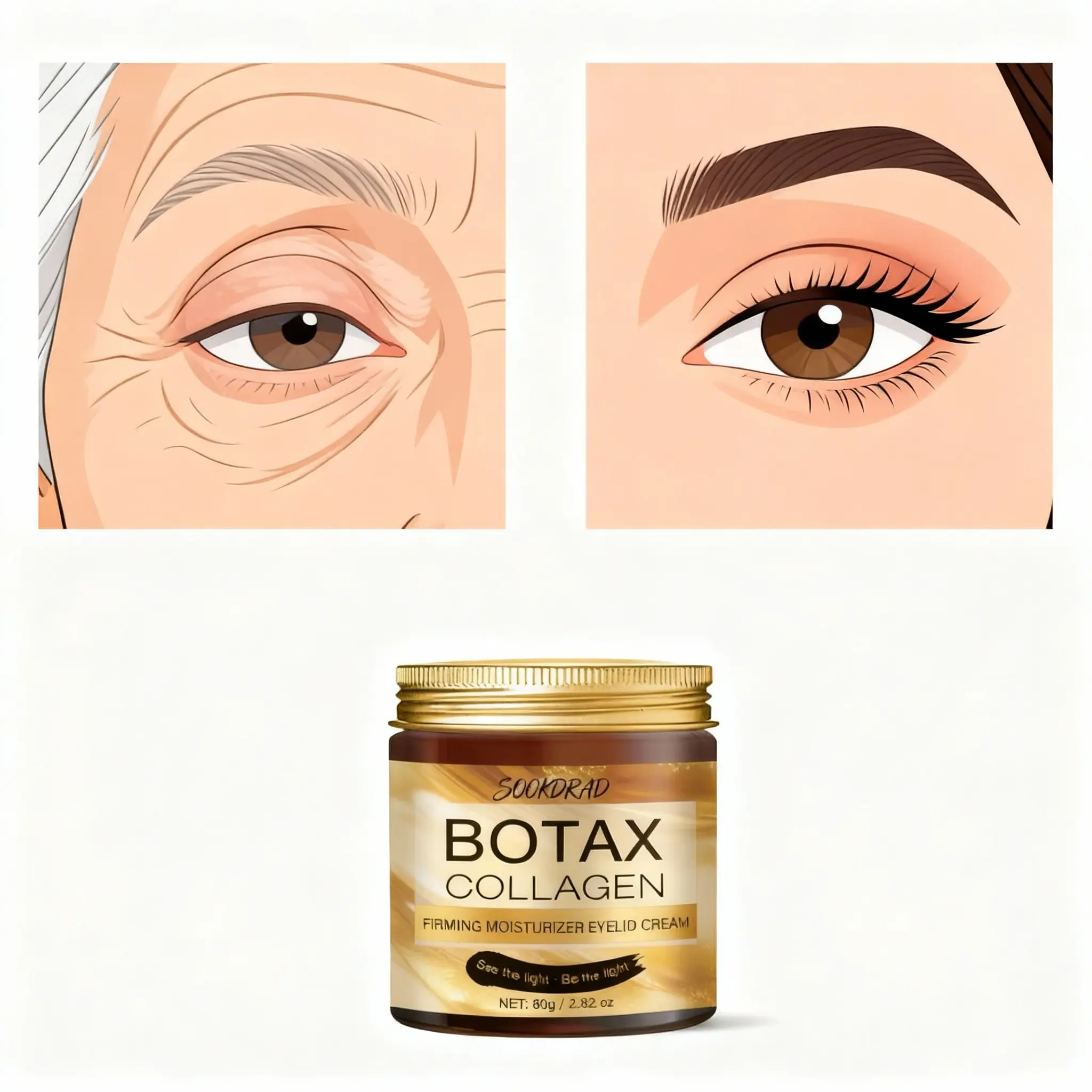 Botax Collagen Firming Moisturizing Eye Cream, 80g, Gentle Care for Eye Area, Hydrating and Tightening, Ideal for Nighttime Skincare, Moisturizer