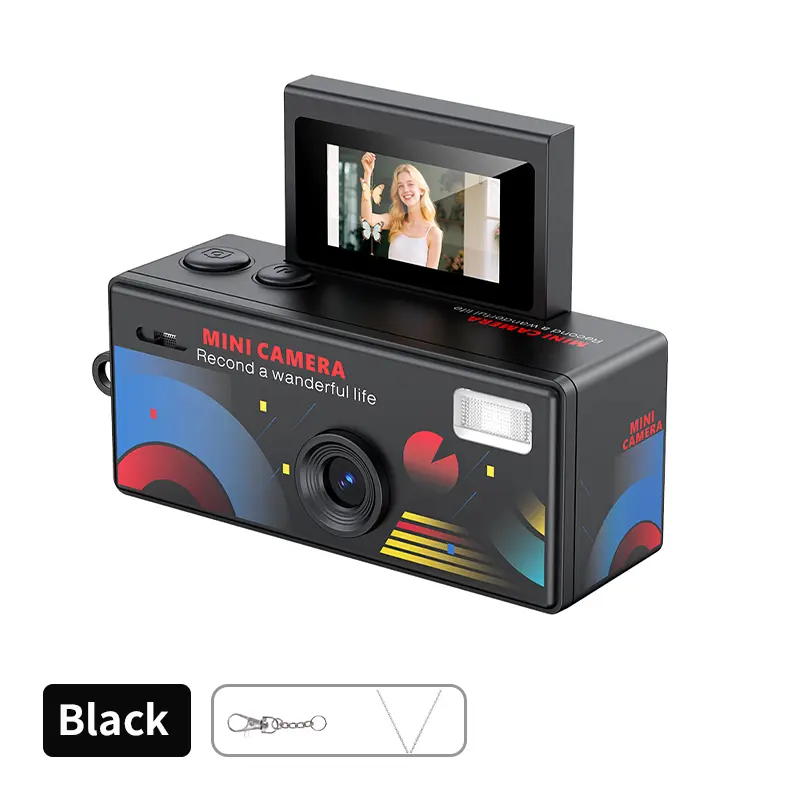 Digital Camera 180° Flip Screen Selfile Keychain Camera Retro Support Memory Card HD Very Small Camcorder Video Recorder