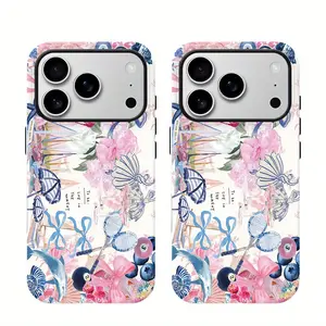 Featuring a floral top hat and dolphin collage pattern, this durable, shock-absorbing, and glossy 2-in-1 phone case is compatible with iPhone 17, 16, 15, 14, 13, 12, 11, X, Samsung, and other series models-making it an ideal gift for family and friends.