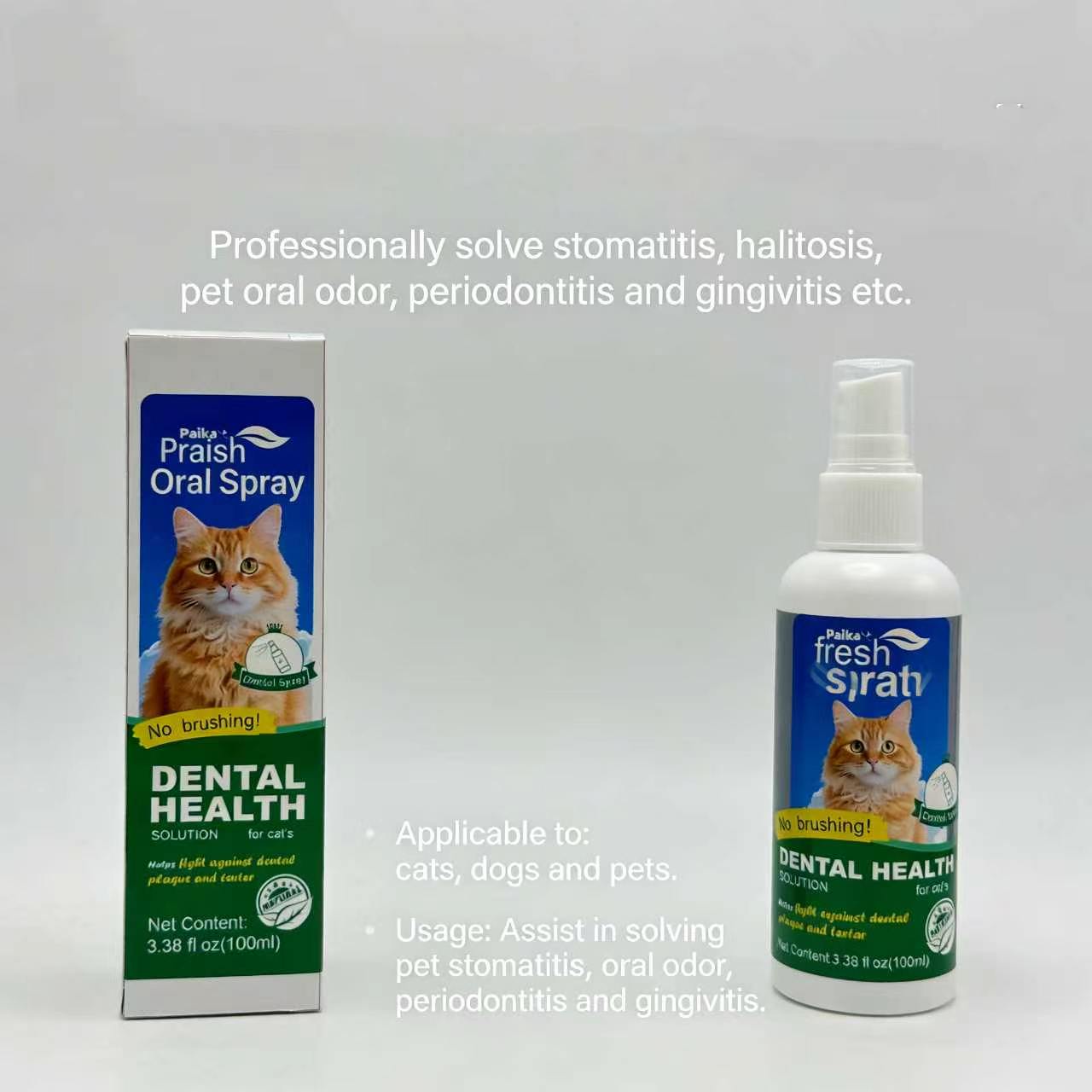 Paika Pet Cat Oral Spray, Liquid Form, No Ca Prop 65 Warning, Suitable for Cats, Ideal for Oral Care, Pet Health Supplement
