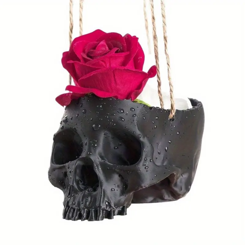 1 3D printed flower pot hanging flower basket skeleton potted plant for home and office decoration, Halloween decoration flower basket