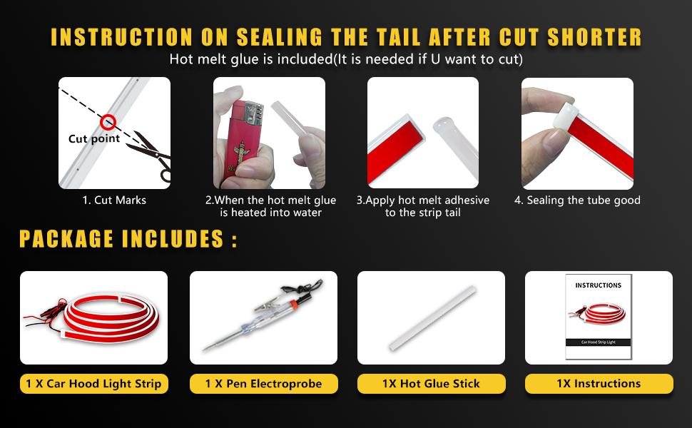 Bright Led Hood Light Strip Exterior Car Led Strip Light Waterproof Flexible DRL Dynamic Scan Start Up Hoodbeam Kit Daytime Running Lights for Car,Truck,SUV,12V 59inch,Red,1 Set