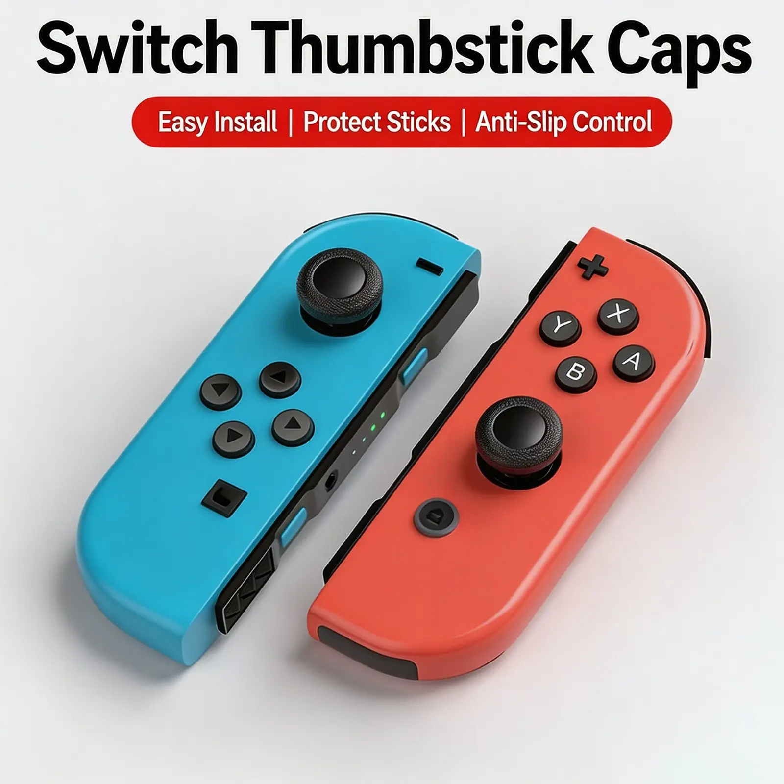Replacement Thumb Grip Caps for Nintendo Switch / Switch OLED / Switch Lite Joystick, Analog Stick Cover Repair Kit, Non-Slip Textured Thumbstick Caps, Precision Control Replacement, Secure Snug Fit, Easy Installation, Console Repair Accessories, 2-Pack B