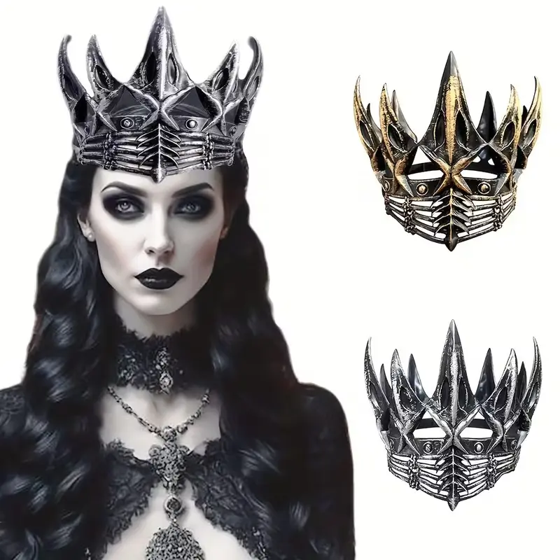Gothic Skeleton Thorn Crown, Dark Queen King Skull Crown, Halloween Cosplay Masquerade Party Costume Headpiece, Vintage Medieval Witch Crown Accessory