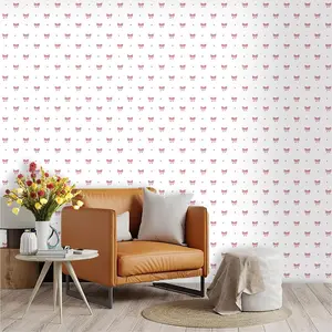 Cartoon Bow Heart Pattern Wallpaper, PVC Material, Self-Adhesive, Moisture-Proof, Ideal for Kitchen/living Room/bedroom Decor